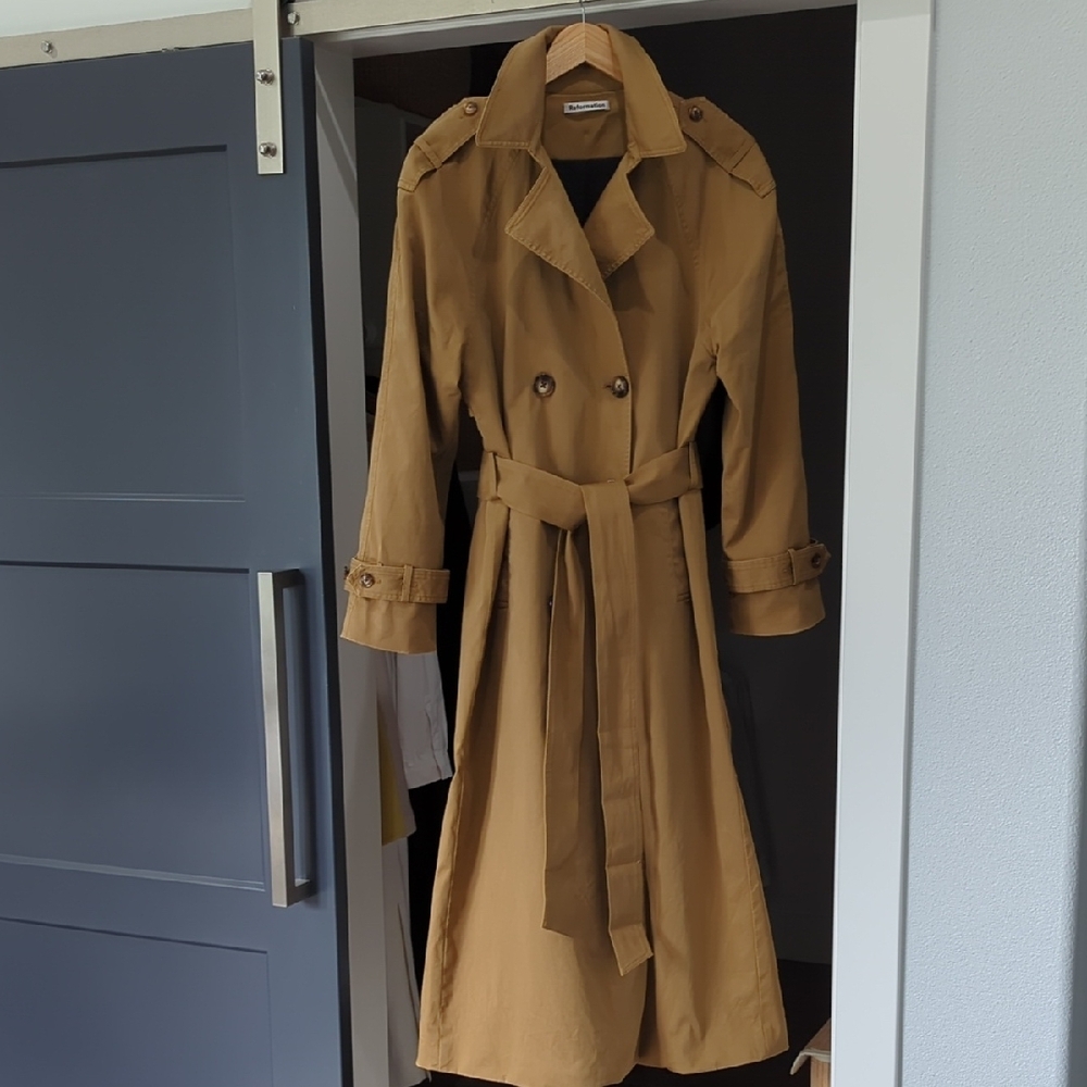 Reformation Cotton Trench Coat Jacket L *Flaw*